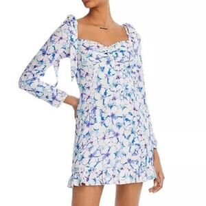 NWT Rahi Women's Blue Floral Sweetheart Neck Florence Demi Dress Size Small